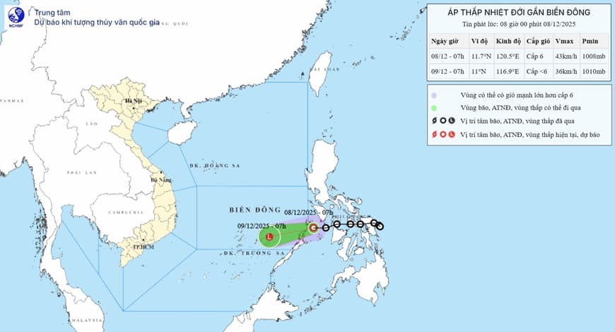 Áp thấp nhiệt đới đổi hướng và di chuyển nhanh hơn