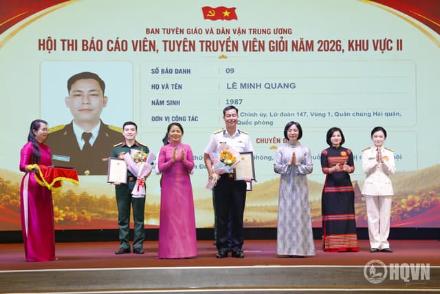 Thượng tá Lê Minh Quang giành giải Nhì tại Hội thi báo cáo viên, tuyên truyền viên giỏi toàn quốc khu vực II năm 2026