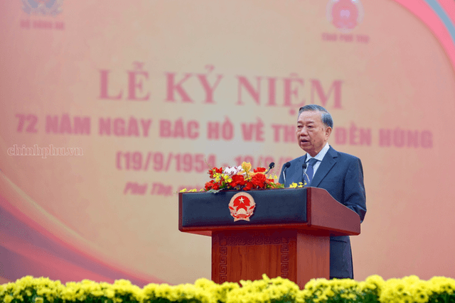 Phát biểu của Tổng Bí thư, Chủ tịch nước Tô Lâm tại Lễ kỷ niệm 72 năm Ngày Bác Hồ về thăm Đền Hùng và khánh thành Tượng đài “Bác Hồ với ngày hội non sông”